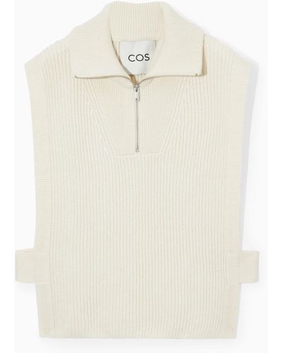 COS Ribbed-knit Half-zip Tank - White