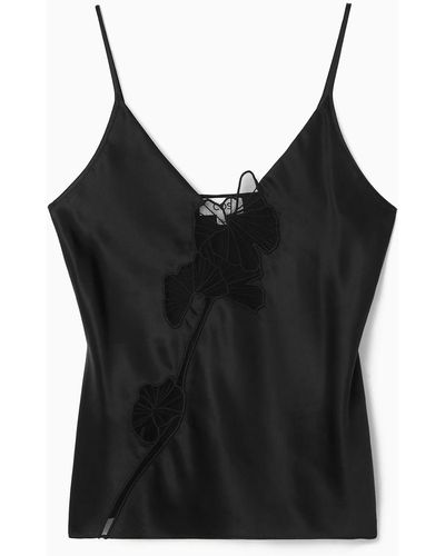 COS Lace-paneled Silk Camisole - Black