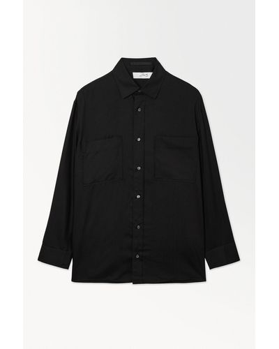 COS The Fluid Silk Shirt - Black