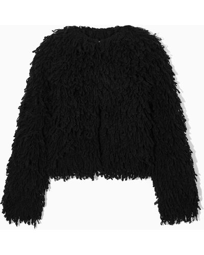 Cos Oversized Boiled-wool Jacket - Black
