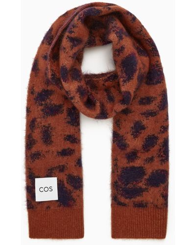 COS Jacquard Mohair Scarf - Red