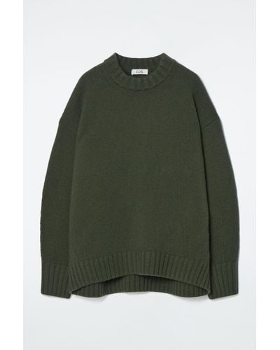 COS Chunky Pure Cashmere Crew-neck Jumper - Green