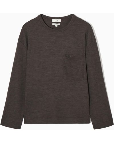 COS Wool-blend Long-sleeved T-shirt - Brown