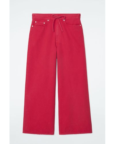 COS Extra Wide Leg Drawstring Denim Pants - Red