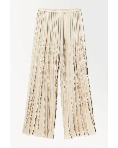 COS The Pleated Chiffon Trousers - Natural