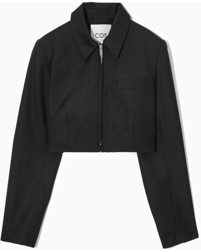 COS Cropped Wool-blend Tailored Jacket - Black