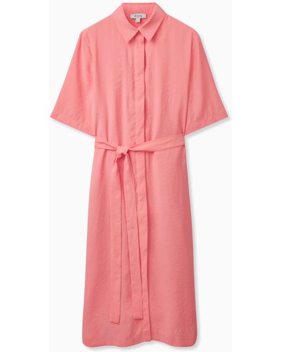 COS Belted Midi Shirt Dress - Pink