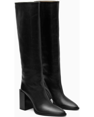 COS Knee-high Pointed Leather Boots - Black