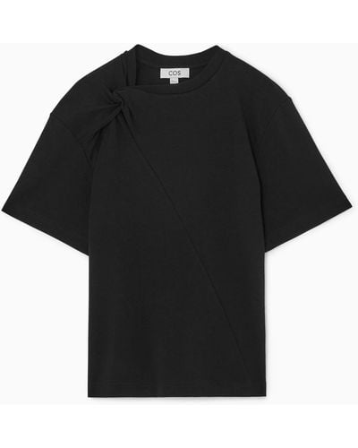 COS Twist-neck T-shirt - Black