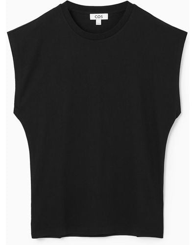 COS Tailliertes T-shirt Mit Angeschnittenen Ärmeln - Schwarz