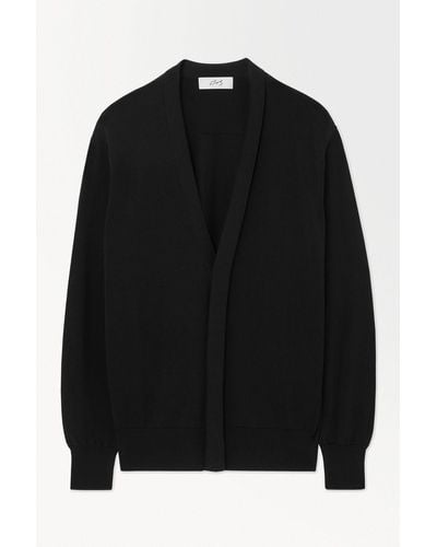 COS The Fine Knit V-neck Cardigan - Black