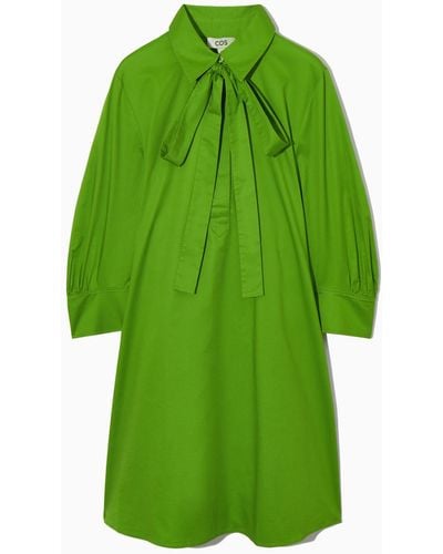 COS Bow Mini Shirt Dress - Green