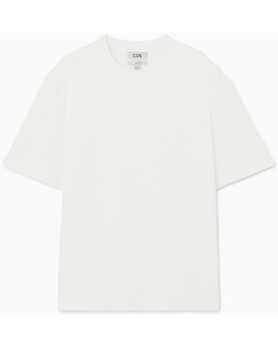 COS Kurzarm-t-shirt Aus Baumwoll-mix - Weiß