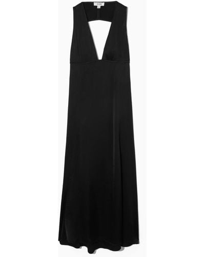 COS Plunge Open-back Maxi Dress - Black
