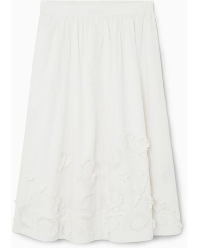 COS Embellished Circle-cut Midi Skirt - White