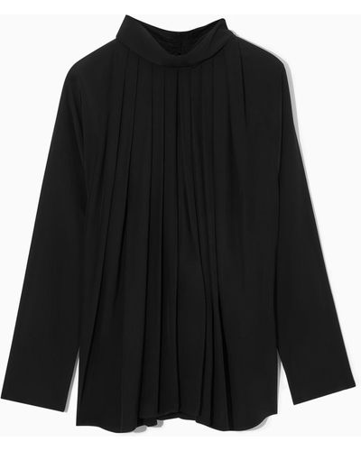 COS Pleated Batwing Blouse - Black