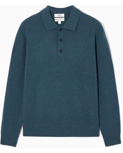 COS Pure Cashmere Polo Shirt - Blue