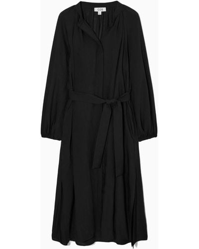 COS Belted Midi Shirt Dress - Black