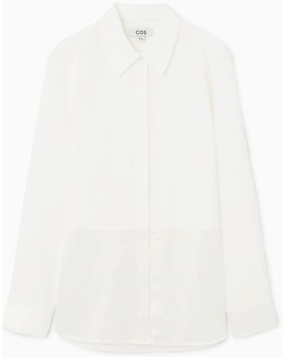 COS Oversized Satin-paneled Shirt - White