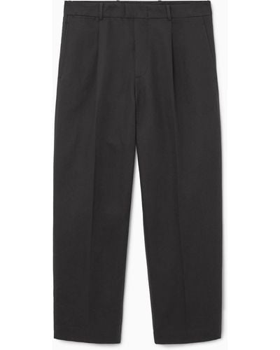 COS Pleated Straight-leg Linen-blend Trousers - Grey