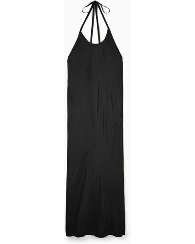 COS Silk Halterneck Midi Dress - Black
