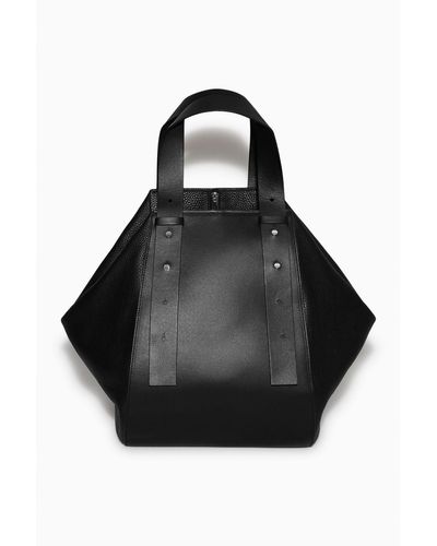 COS Large Leather Bowling Bag - Black
