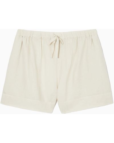 COS Linen Drawstring Shorts - White