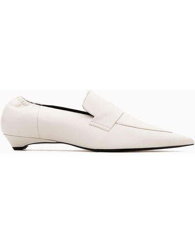 COS Pointed Leather Kitten-heel Loafers - White