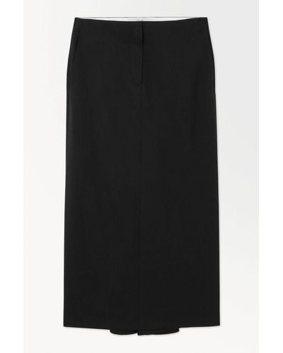 COS The Tailored Wool Twill Skirt - Black