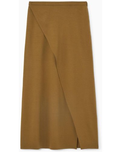 COS Jersey Wrap Midi Skirt - Natural