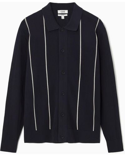 COS Striped Knitted Cardigan - Blue