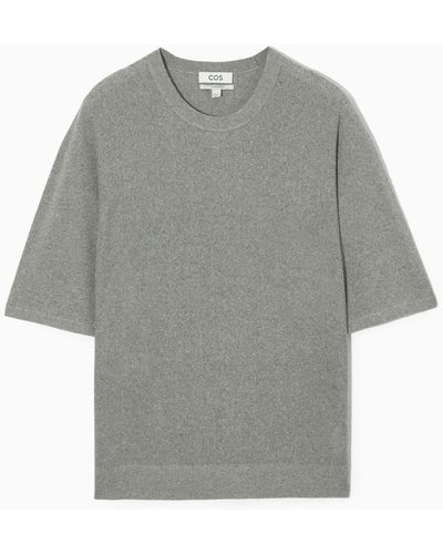 COS Oversized Flecked Knitted Silk T-shirt - Gray