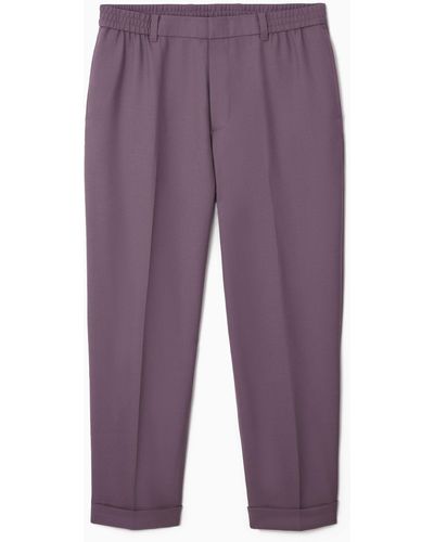 COS Turn-up Wool-blend Trousers - Purple