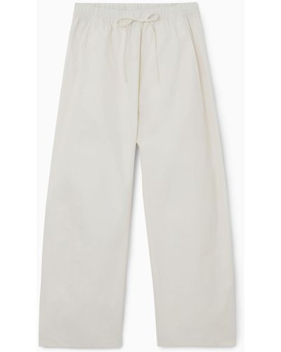 COS Elasticated Barrel-leg Trousers - White