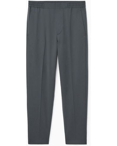 COS Tapered Elasticated Wool-twill Pants - Gray