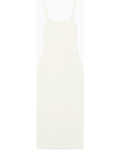 COS Square-neck Knitted Slip Dress - White