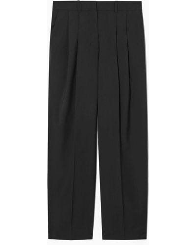 COS Wide-leg Tailored Wool Trousers - Black