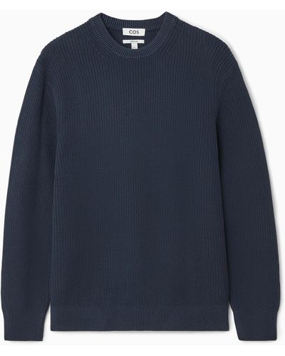COS Stone-washed Knitted Jumper - Blue