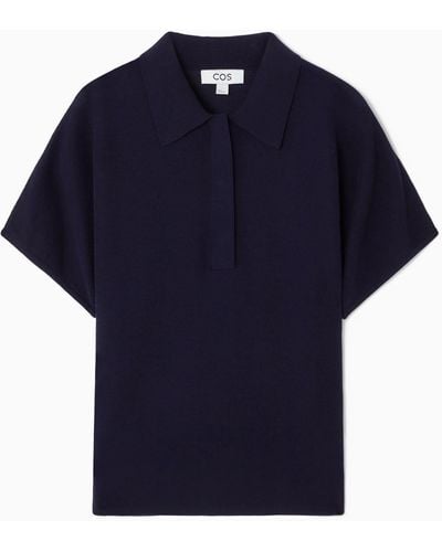 COS Knitted Polo Shirt - Blue