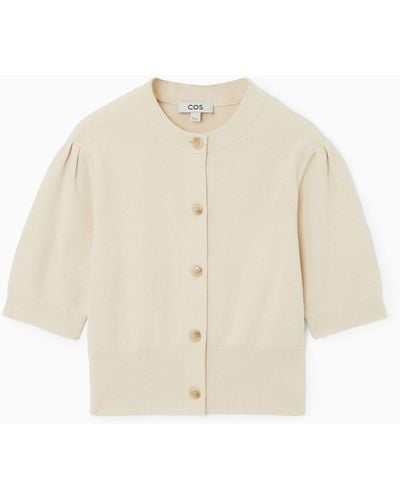 COS Cropped Short-sleeved Cardigan - Natural