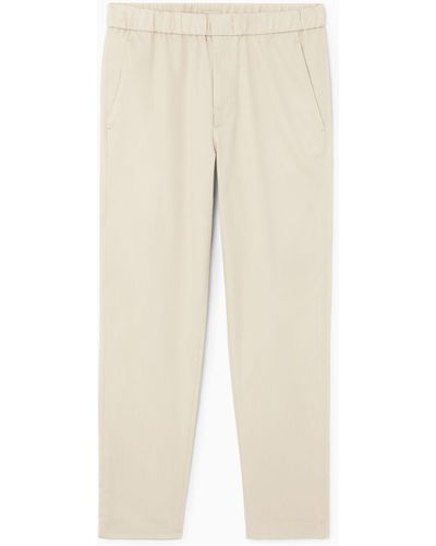 COS Elasticated Tapered Twill Pants - Natural
