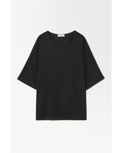 COS The Essential Fluid Woven T-shirt - Black