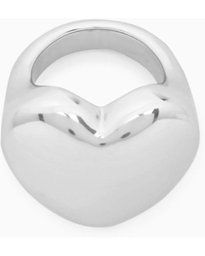 COS Heart Signet Ring - White
