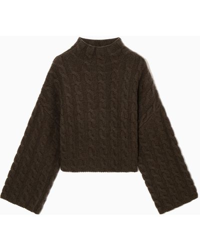 COS Cable-knit Turtleneck Sweater - Brown
