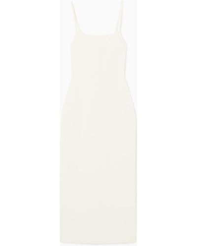 COS Square-neck Knitted Slip Dress - White