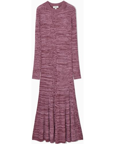COS Mélange Ribbed Midi Dress - Purple