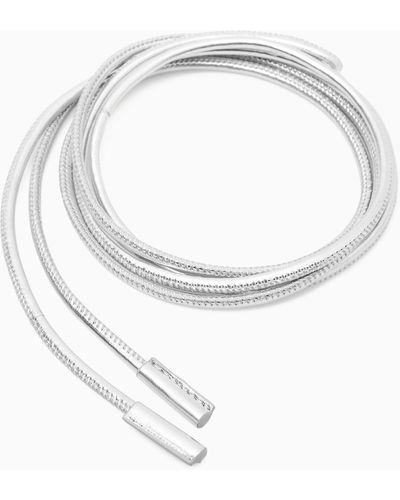 COS Metallic Leather Rope Belt - White