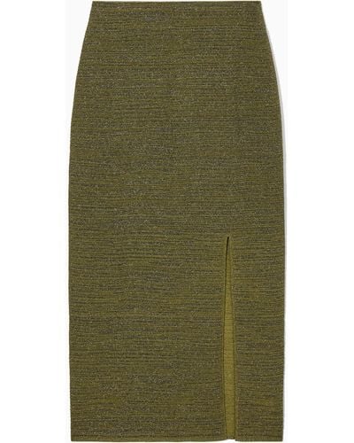 COS Sparkly Textured Pencil Skirt - Green