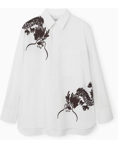 COS Printed Poplin Shirt - White