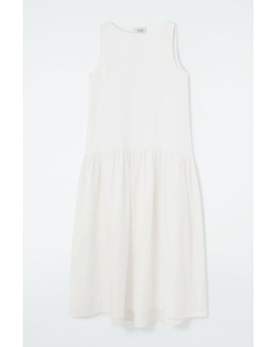 COS Voluminous Sleeveless Midi Dress - White